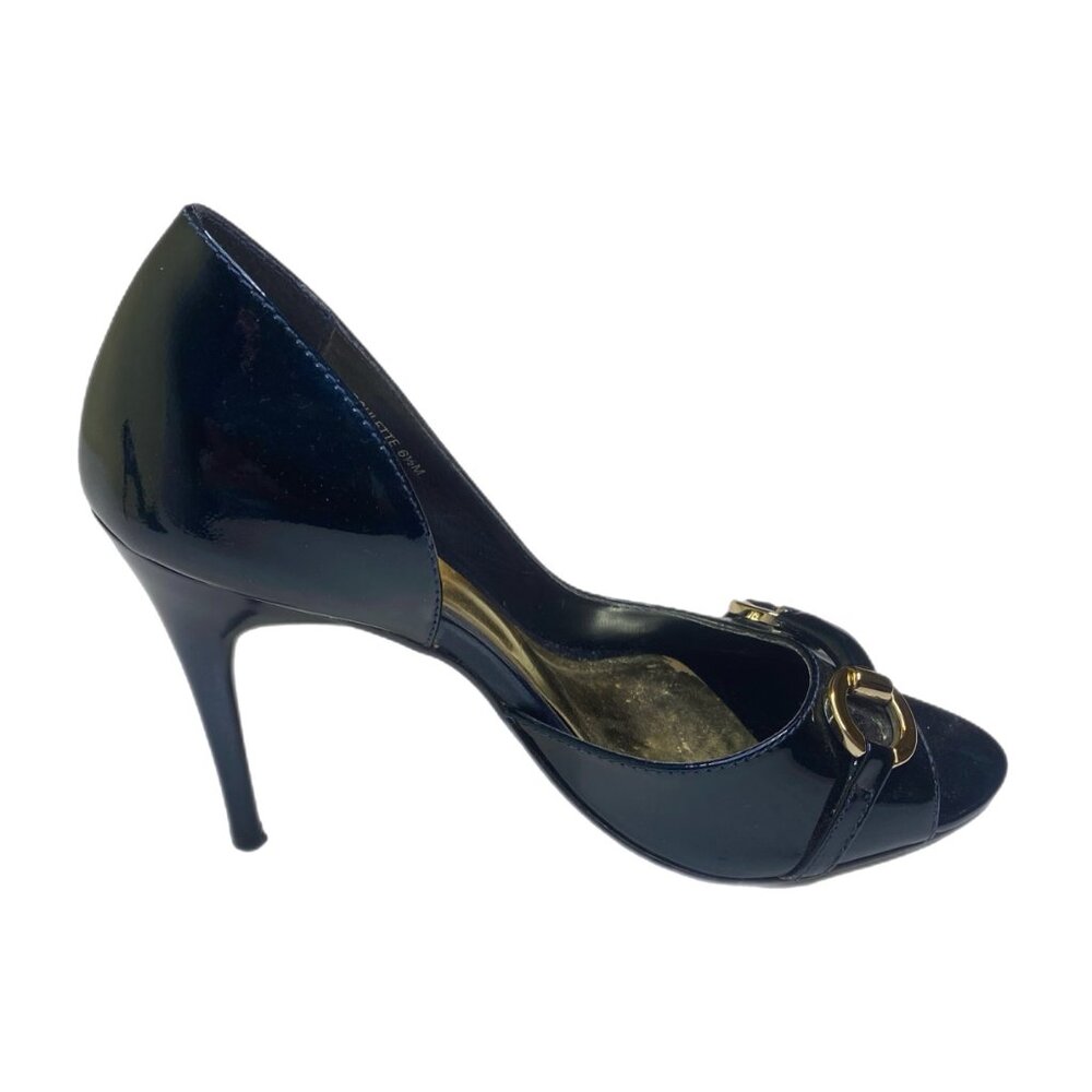 Carlos Roulette Navy Stiletto Heels with Peep Toe Size 6.5 M - Picture 9 of 13